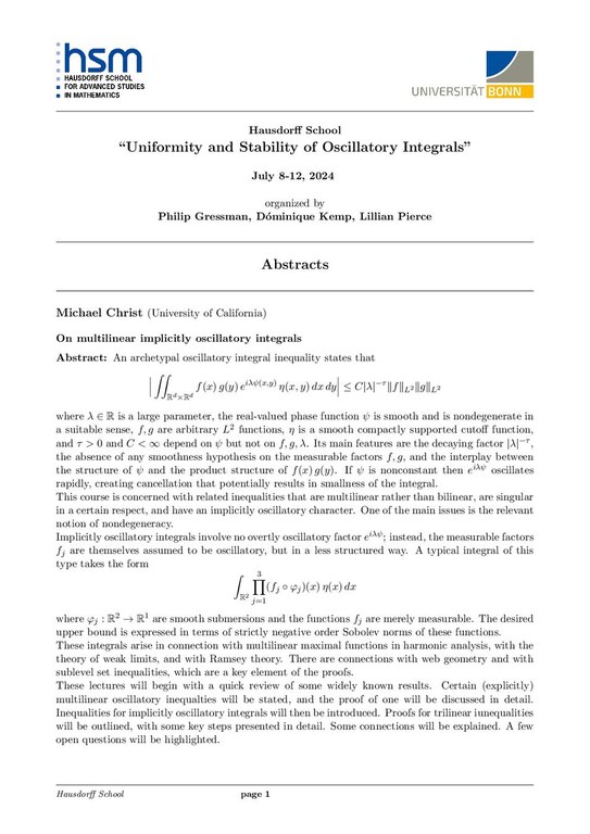 Book of Abstracts_Uniformity and Stability of Oscillatory Integrals.pdf